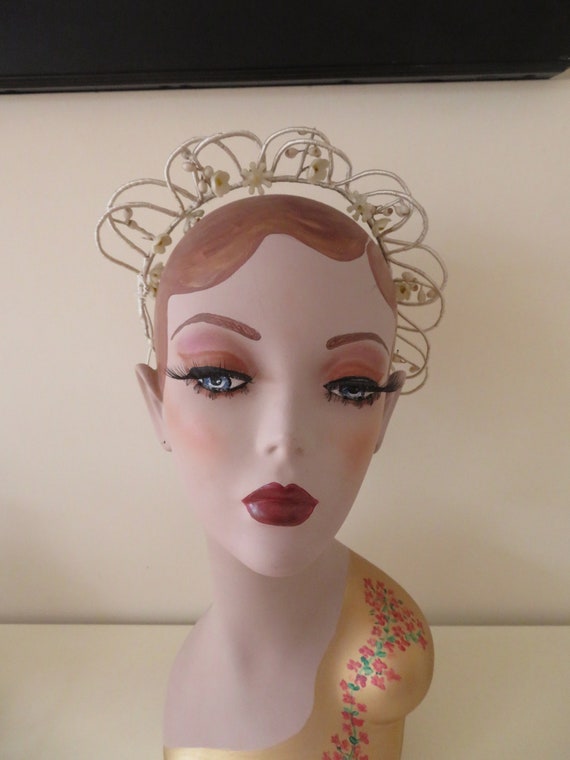 Vintage Art Deco Wax Flower Tiara/Crown/Headdress… - image 1