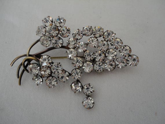 Vintage Goldtone and Clear Foil Backed Rhinestone… - image 3