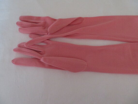 Vintage Bubblegum Pink Stretch Opera Length Glove… - image 8