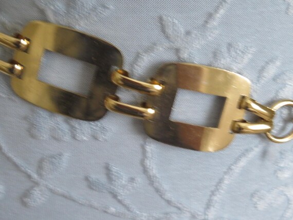 Vintage Gold Tone Rectangular Panel and Book Chai… - image 3