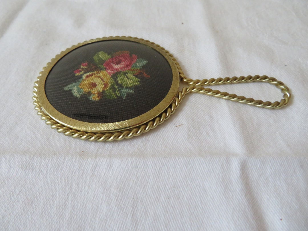 アンティーク雑貨 pico Vintage .950 Fine Silver Purse Pocket Compact Hinged Mirror