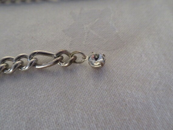 Vintage Silver Tone Figaro Chain Link Belt with D… - image 7