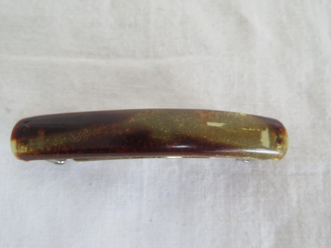 Vintage Bar Faux Tortoiseshell Hair Clip slide mini Barrette Signed vintage-bar-faux-tortoiseshell-hair-clip-slide-mini-barrette-signed