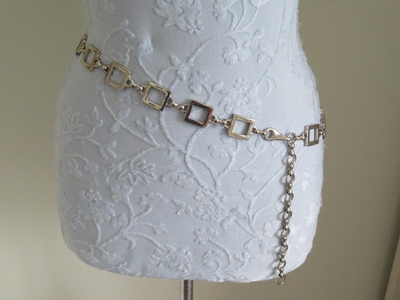 Vintage Heavy Weight Silver Tone Rectangular Cut Out Link  display picture 2