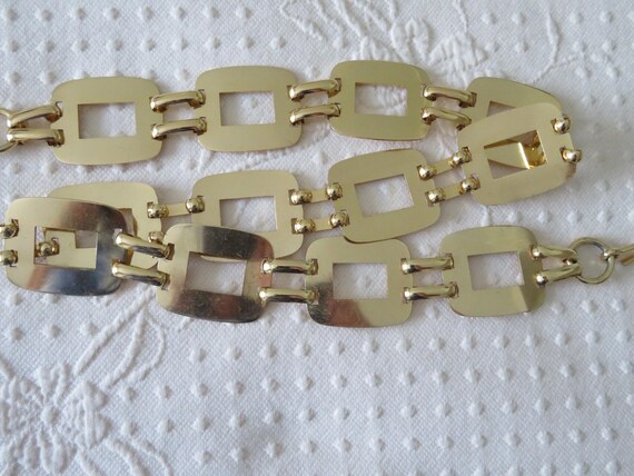 Vintage Gold Tone Rectangular Panel and Book Chai… - image 8