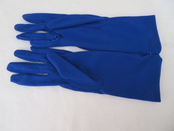 Vintage Royal Blue Stretch Nylon Over Wrist Glove… - image 6