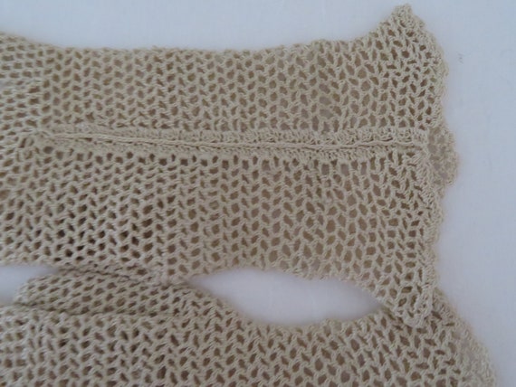 Vintage Ecru Cotton Crochet Lace Wrist Gloves 195… - image 3