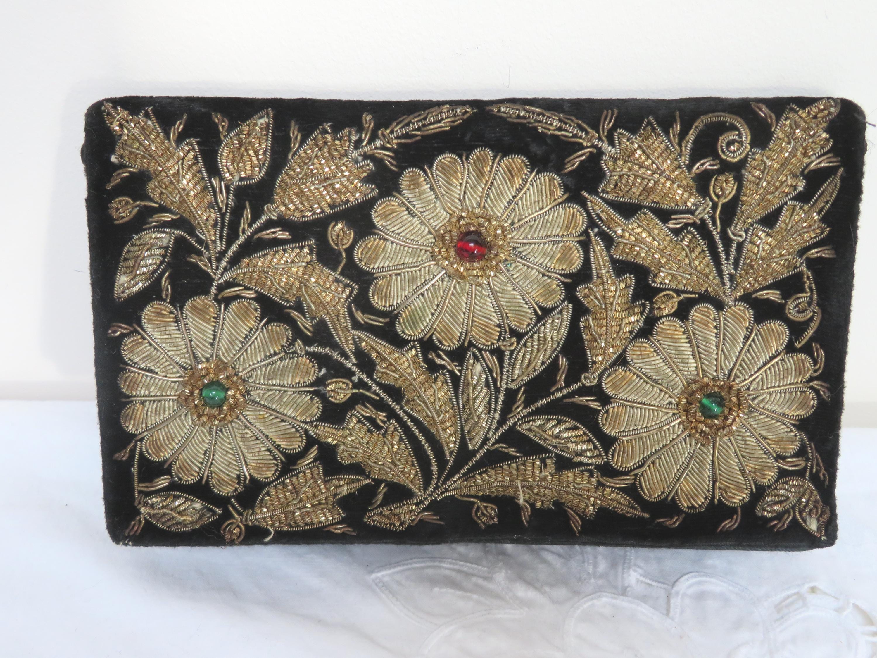 Vintage Black Velvet Zardozi Evening/occasion Bag/purse by Faith