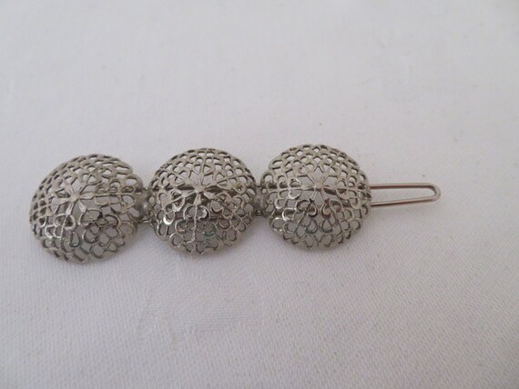 Vintage 1950’s silver tone hair clip barrette 1950 main image 2