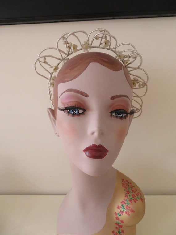 Vintage Art Deco Wax Flower Tiara/Crown/Headdress… - image 2