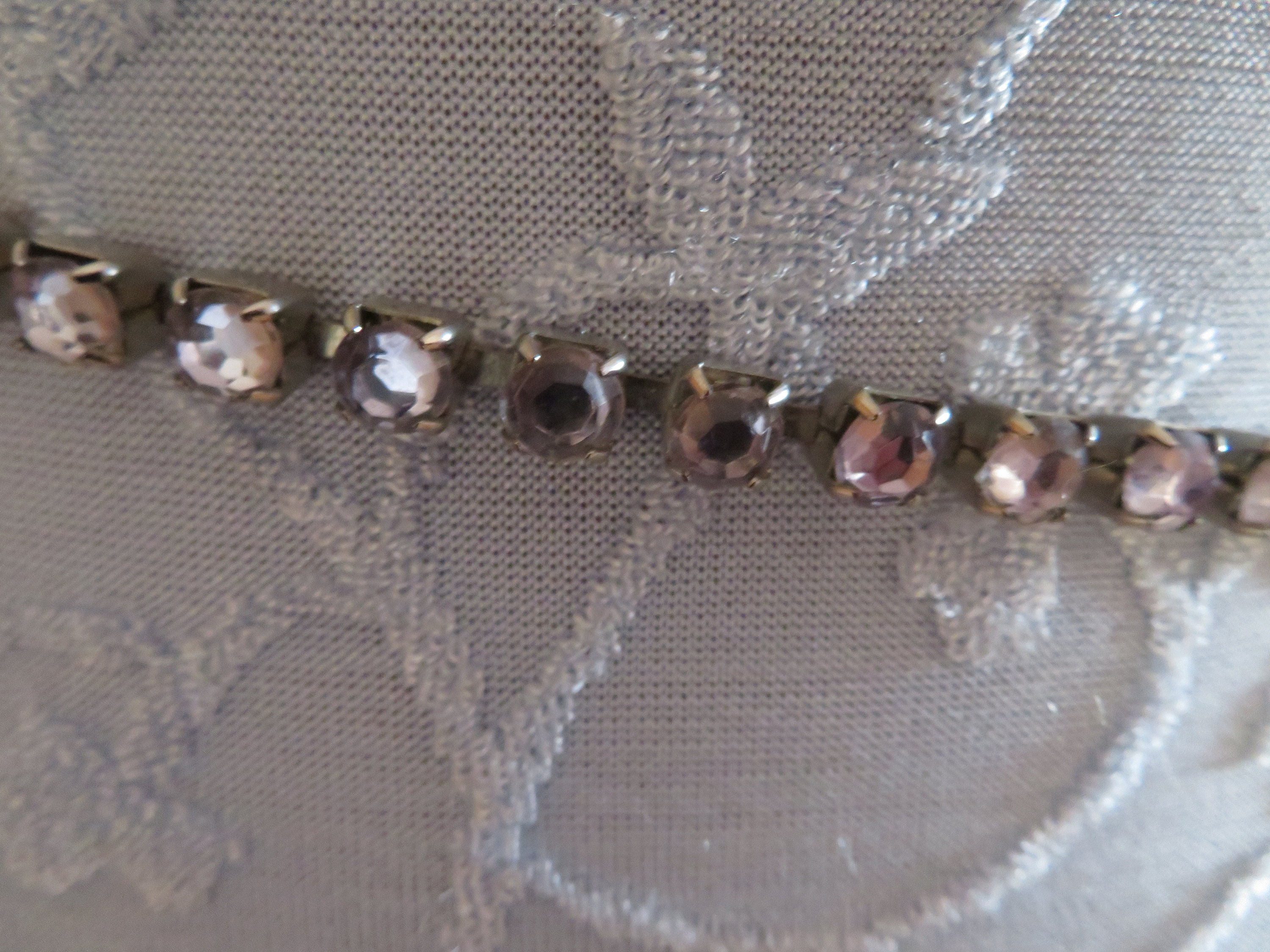 Vintage Silver Tone and Prong Set Pale Lilac Diamante 