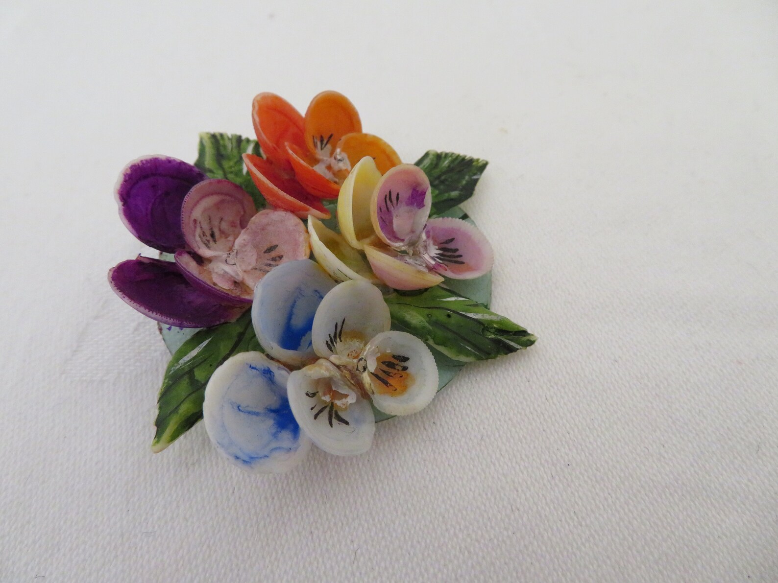Vintage Handmade Dyed and Painted Sea Shell Brooch/pin/shawl Pin - 1960 ...