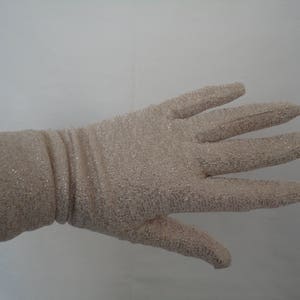 Vintage Pale Gold Stretch Lurex Opera Length Gloves - 1960s - Size 7 - Ideal Bridal/Wedding/Prom/Cruise/Opera/Burlesque