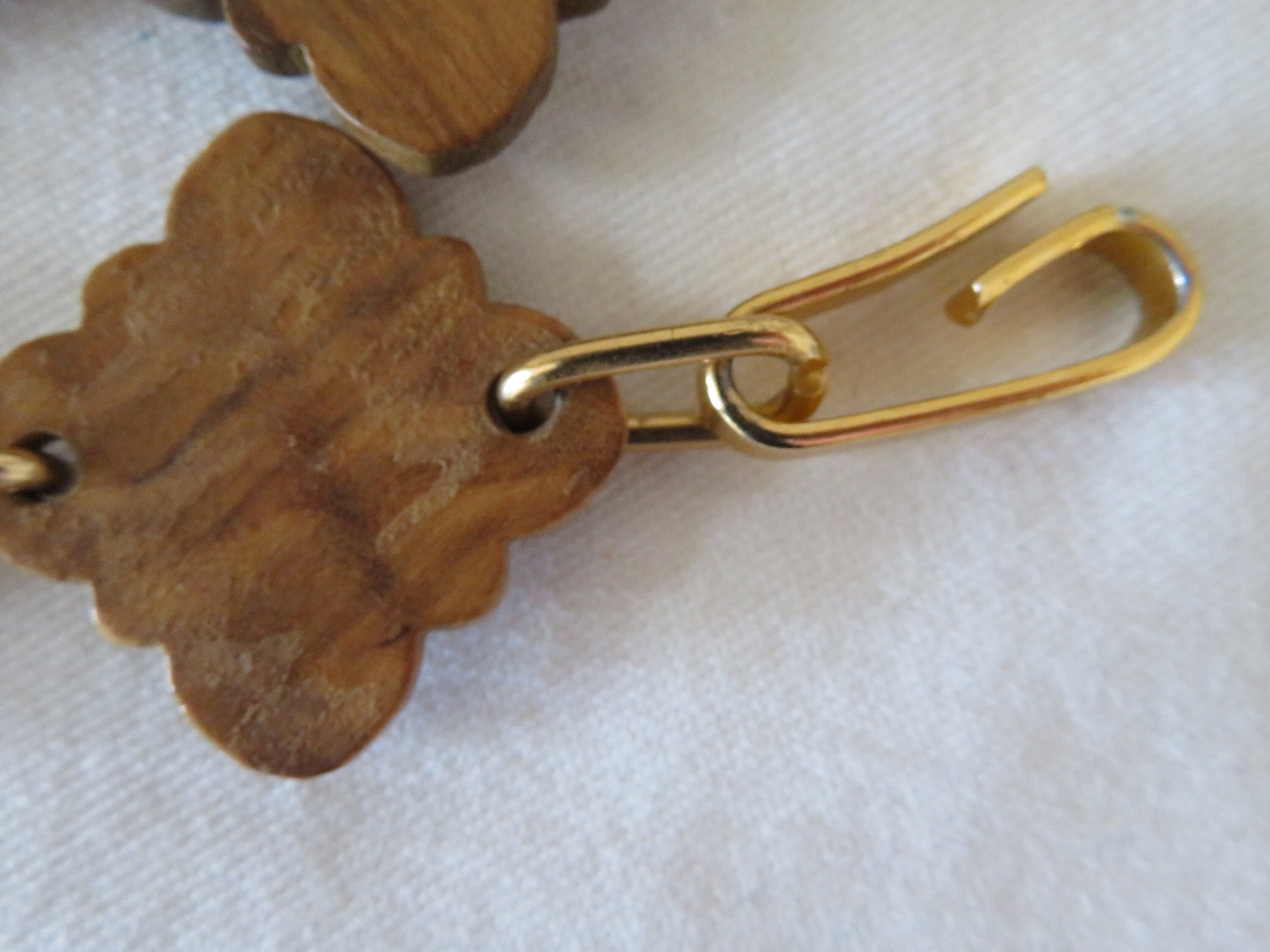 Vintage Wooden Lightweight Metal Chain Belt Vintage Wood Panel and Gold Tone Chain Belt - 1980 main image 2