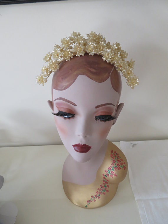 Vintage Authentic Art Deco Wax Flower Tiara/Crown… - image 4