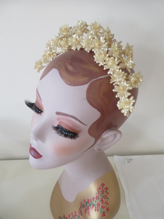 Vintage Authentic Art Deco Wax Flower Tiara/Crown… - image 1