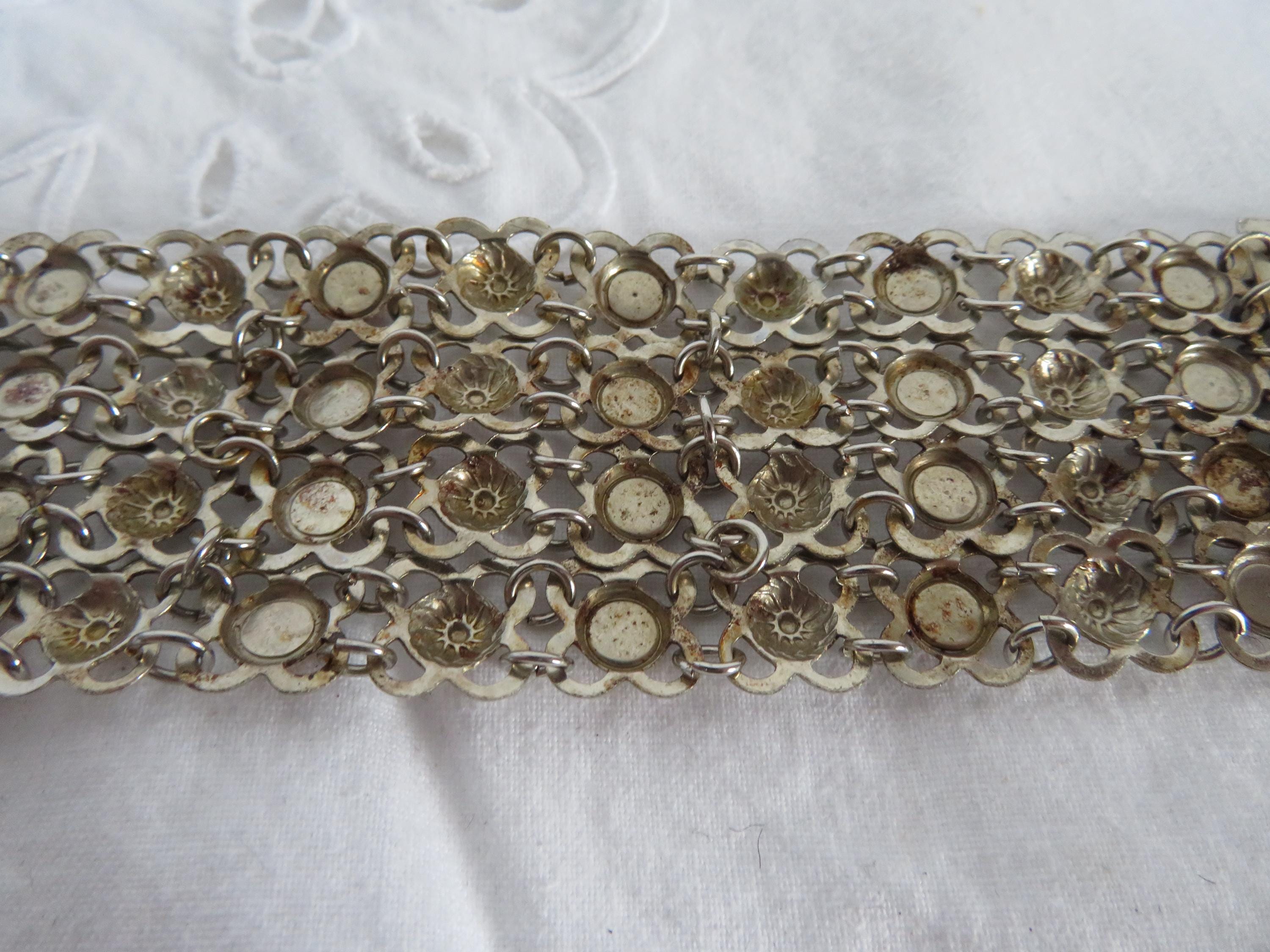 Vintage Silver Tone Flower Link Multi Chain Belt, Ornate  display picture 1