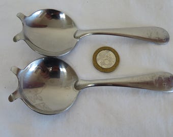 Two Vintage Hennessy Cognac/Brandy Stainless Steel Advertising Warming/Burning/Flaming Spoons - 1960's