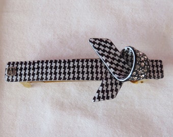 Vintage Alexandre de Paris Hair Barrette – Houndstooth Swarovski Crystal Clip with "A" Initial