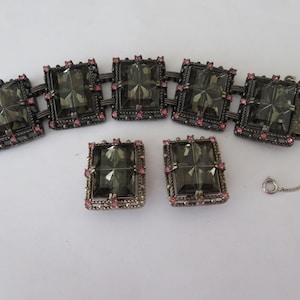 Vintage Sarah Coventry "Midnight Magic" Bracelet and Earrings - 1950's - Excellent Condition - Rare Set