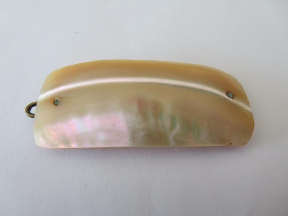 Antique Mother of Pearl Rectangular/bar Hair Clip/slide  display picture 2