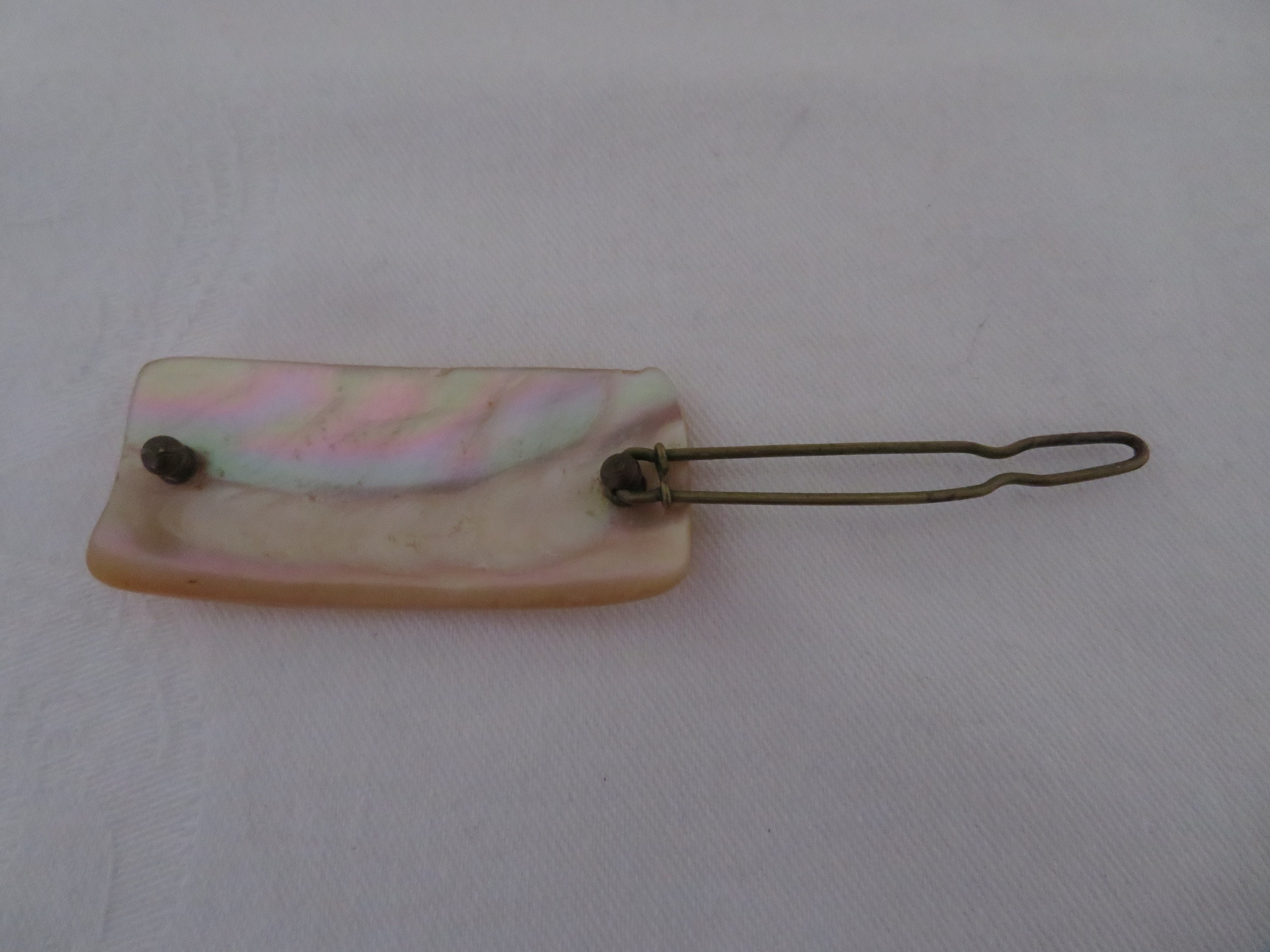 Vintage Womens Ivory‎ Mother of Pearl Look Clasp Rectangle Barette Hairpins Clip Antique Mother of Pearl Rectangular/bar Hair Clip/slide  main image 3