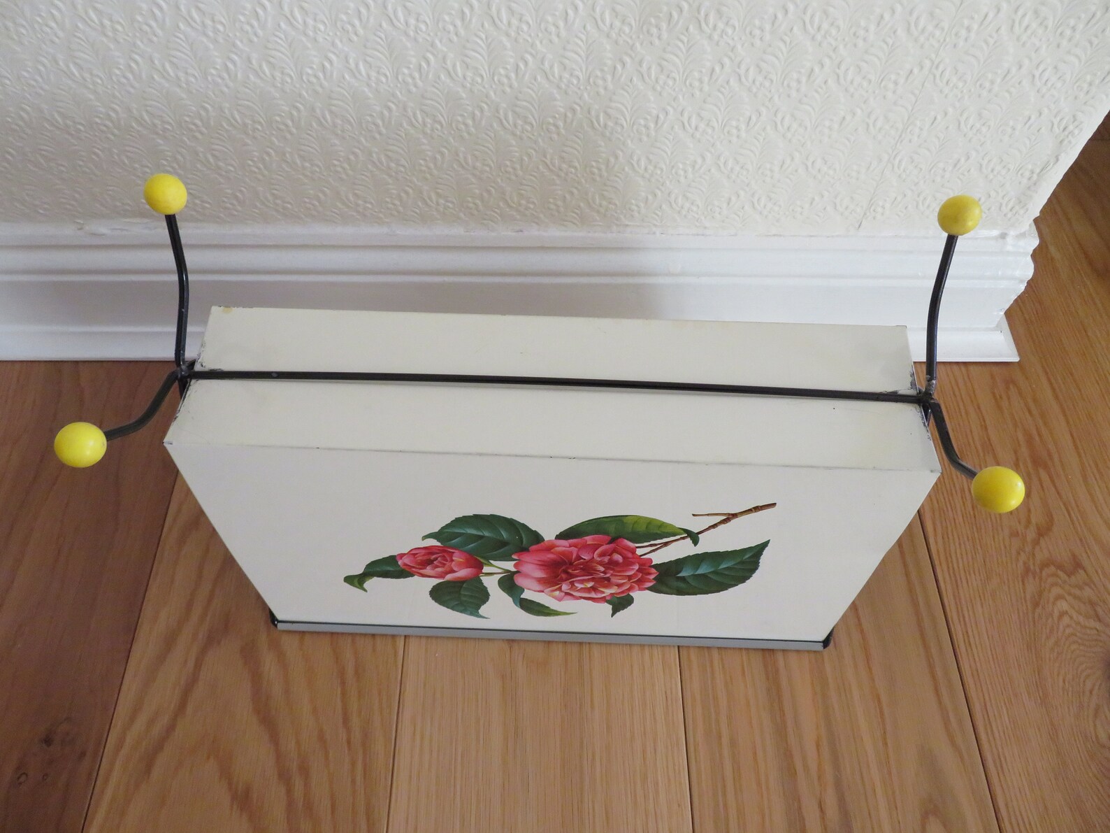 Vintage Painted Metal Magazine Rack With Shades of Pink Rose - Etsy