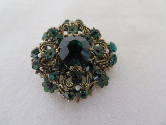 Vintage Small Round Ornate Gold Tone and Enamel B… - image 4