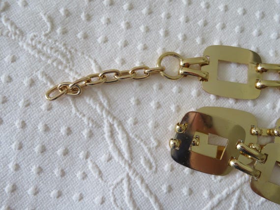 Vintage Gold Tone Rectangular Panel and Book Chai… - image 6