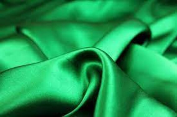 Vintage Emerald Green Stretch Satin Elbow Length … - image 9