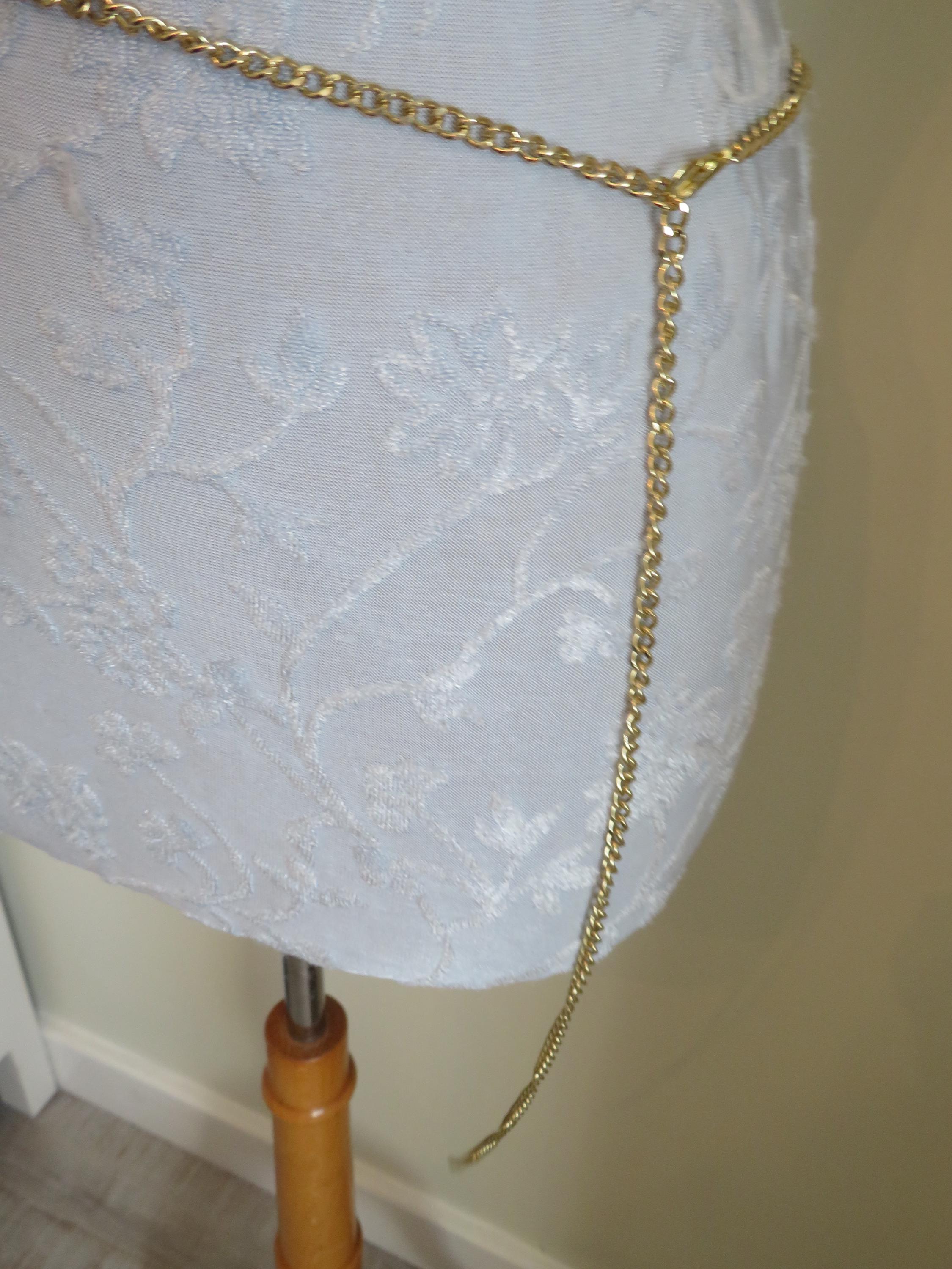Vintage Matte Gold Tone Curb Chain Belt Adjustable Wrap Waist Hip 37\