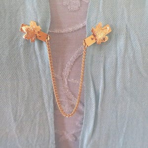 Vintage Gold Tone Maple Leaf Collar/Cardigan/Sweater/Cape Brooch/Clip/Guard  - Two Available