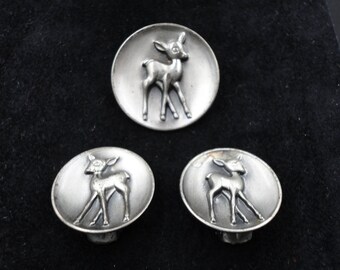 ヴィンテージ ブローチ/ピン＆クリップ式イヤリング（バンビ/鹿/子鹿柄