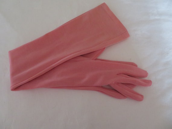 Vintage Bubblegum Pink Stretch Opera Length Glove… - image 9