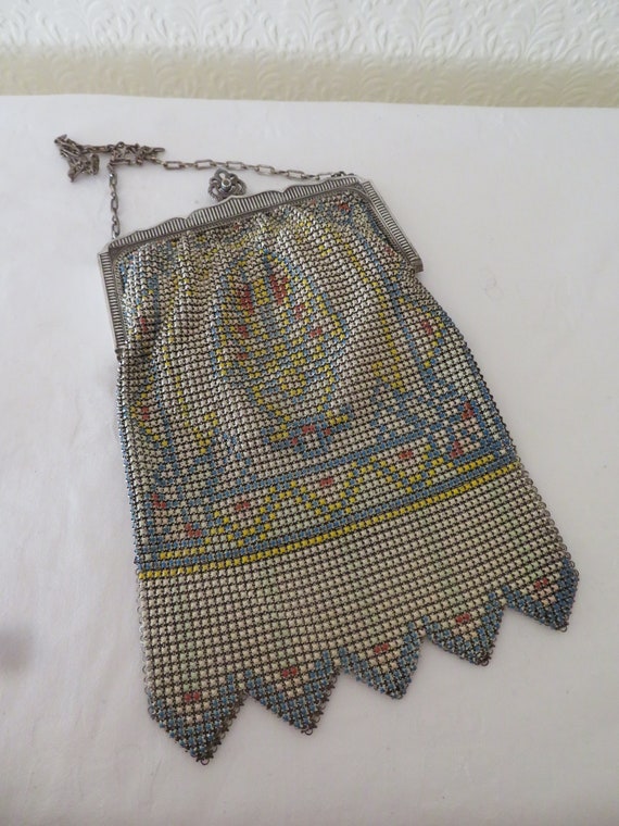 Vintage/Antique Painted Enamel Chain Mail/Mesh Ev… - image 2