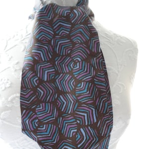 Vintage Classic Black Cravat/Neck Tie/Ascot with Shades of Blue & Purple Disc Design - 1960&#39;s - Wedding/Prom/Gothic/Steampunk/Mod/Races