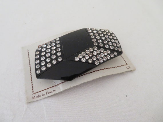 Vintage Black Lucite & Diamante/Rhinestone Hair C… - image 9