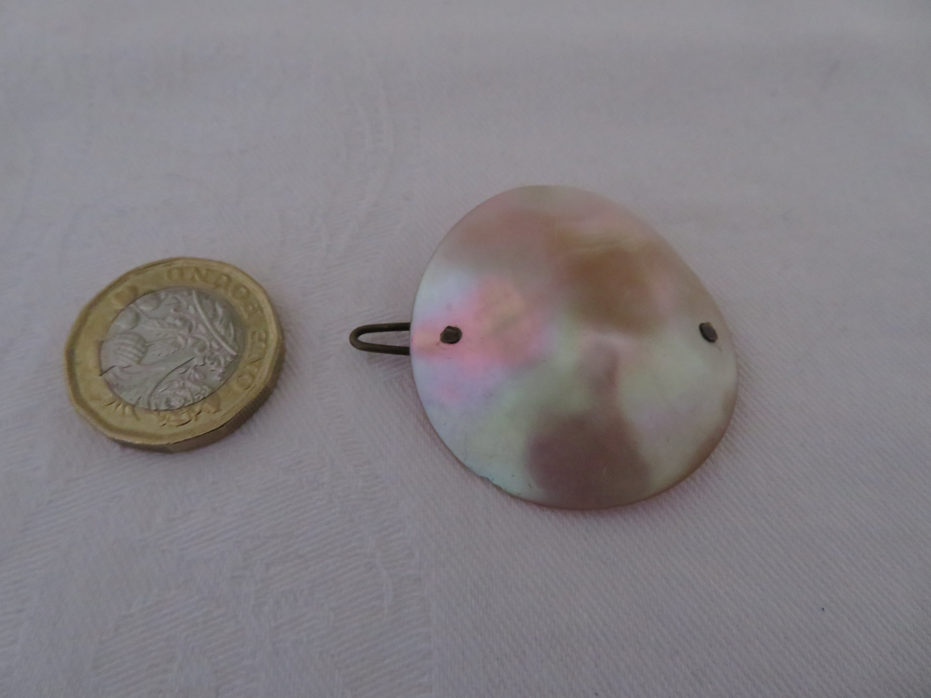 Antique Hand Carved Mother of Pearl Circular & Domed Hair  display picture 1
