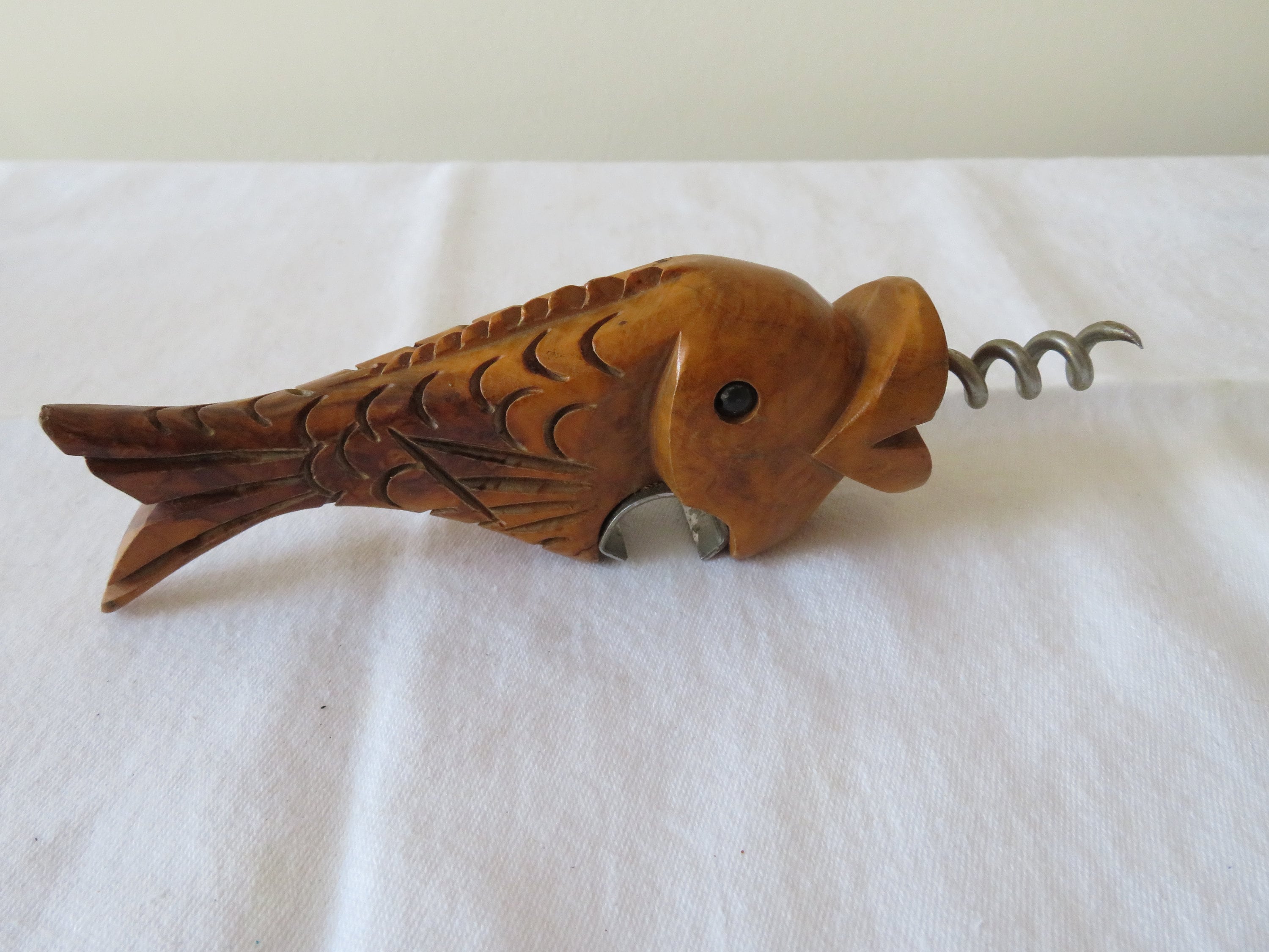 Vintage Hand Carved Olive Wood Fish Handle and Metal Corkscrew With Bottle  Opener 1970's Fishing/ocean/sea/coast/aquarium Bar/man Cave -  Canada