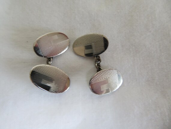 ヴィンテージ アールデコ シルバー ダブルプレート カフスボタン