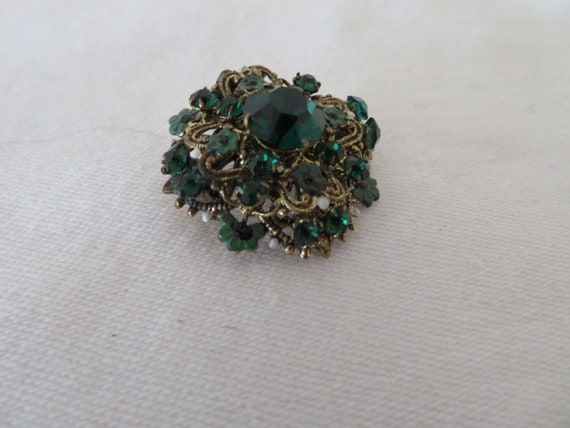 Vintage Small Round Ornate Gold Tone and Enamel B… - image 3