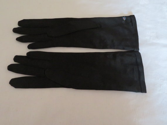 Vintage Black Over Wrist Gloves by Neyret With St… - image 8