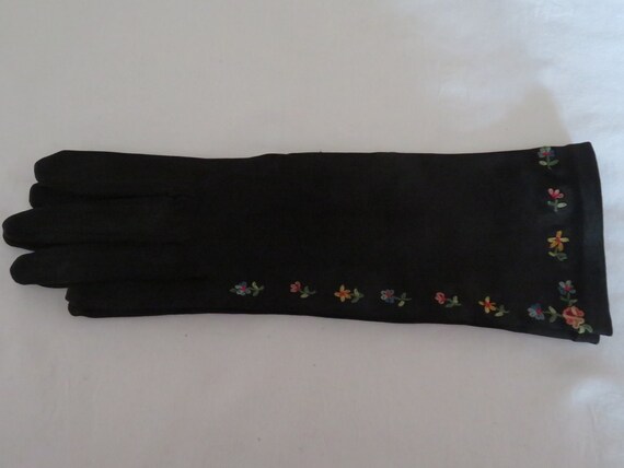 Vintage Black Over Wrist Gloves by Neyret With St… - image 10