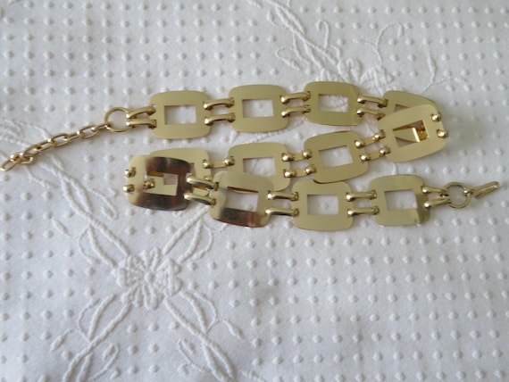 Vintage Gold Tone Rectangular Panel and Book Chai… - image 5