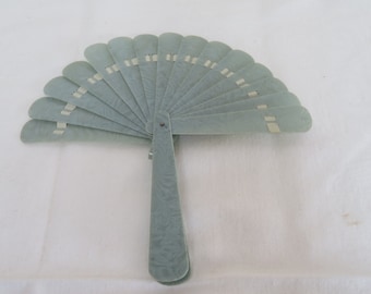 Vintage Art Deco Green/Eau de Nil Celluloid Folding Hand Held Fan - Vanity/Boudoir Small Size