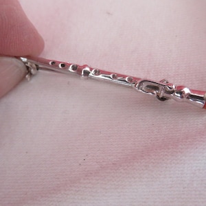 Vintage Silver (925) Clarinet/Oboe/Recorder/Saxophone Brooch/Pin with Amber Gem - 1980&#39;s - Fully Signed - Music/Woodwind/Orchestra