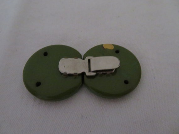 Authentic Art Deco Green Bakelite with Painted Sp… - image 7