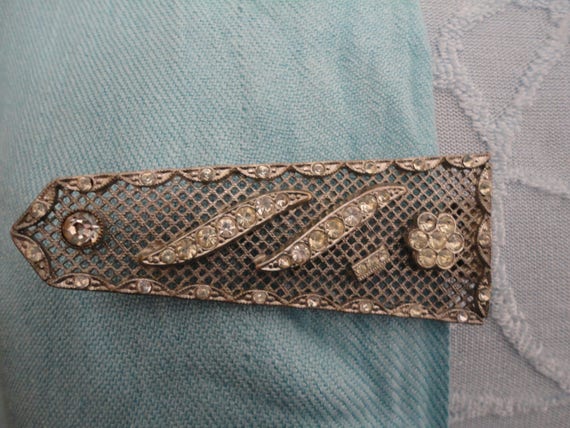Vintage Large Silver Tone & Diamante/Rhinestone Dress/Shoe/Fur Clip, Flower Band Motifs