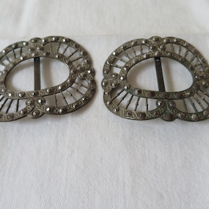 Georgian/Victorian Large Size Silver Tone Metal and Cut Steel Buckles/Shoe Buckles - All Original Amazing Condition