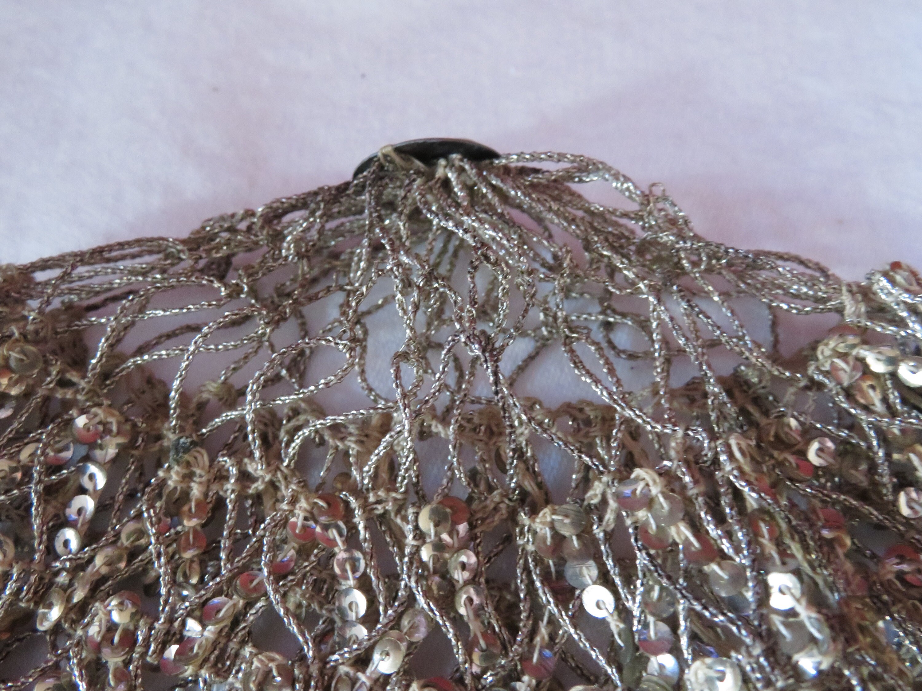 Vintage Art Deco Gold Sequin Skull/juliet/flapper Cap/hair  display picture 1